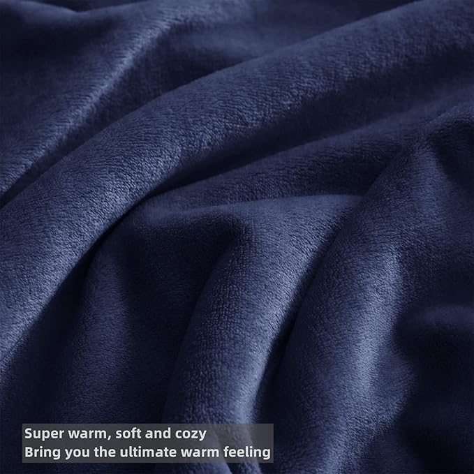 KMUSET Fleece Blanket Throw Size Navy Lightweight Super Soft Cozy Luxury Bed - Image 3