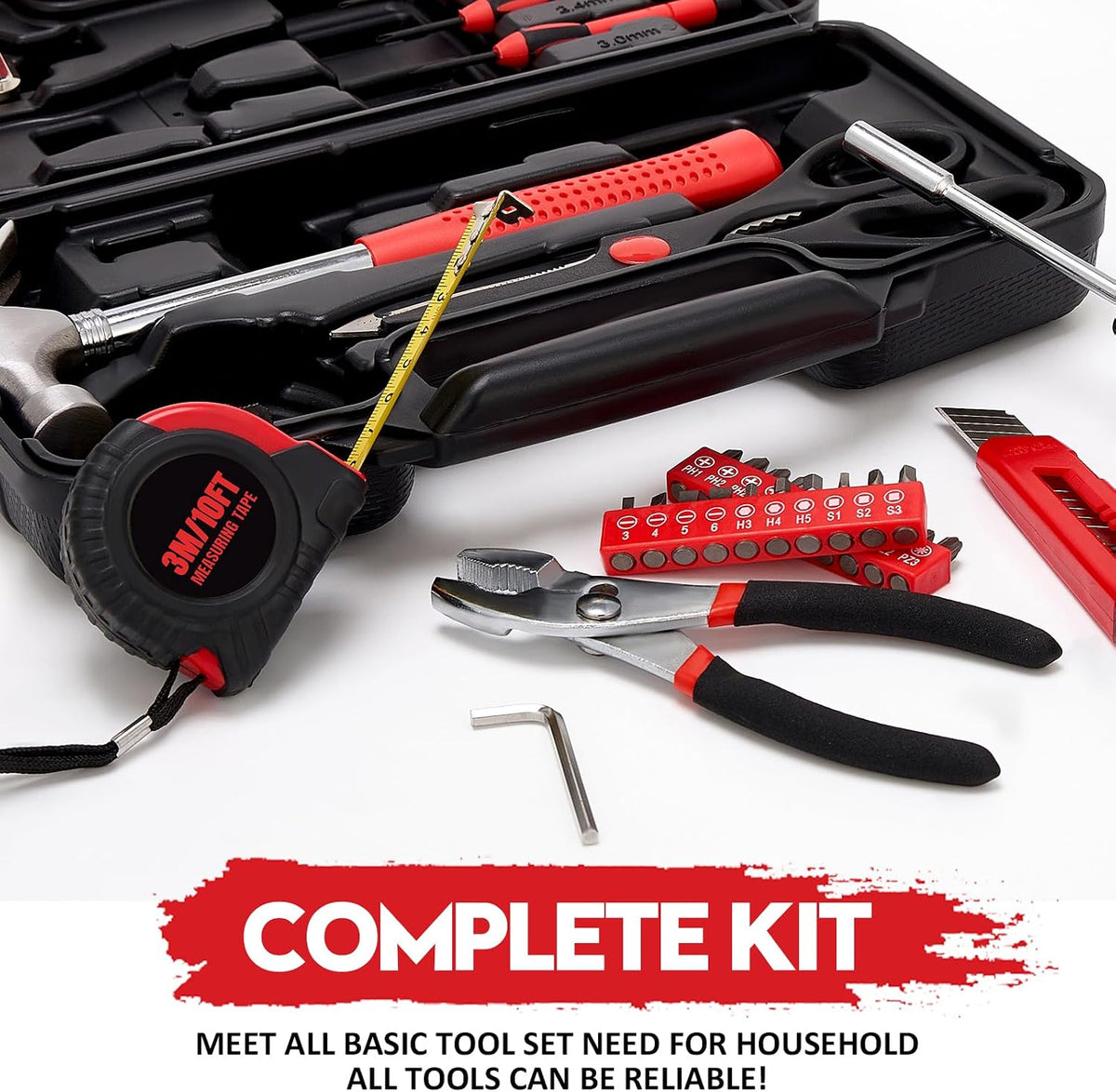 39-Piece Home Tool Set with Compact Case for Repairs and DIY