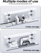 NODOCA No Drill Under Desk Cable Management Tray, 17'' Wire Management, Punch-Free Clamp on, Metal Cable Tray, Wire Organizer Under Desk, Under Dessk Basket for Office and Home, White