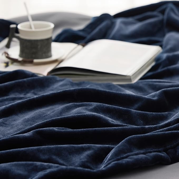 Bedsure GentleSoft Fleece Throw XL Blanket Navy - Image 5