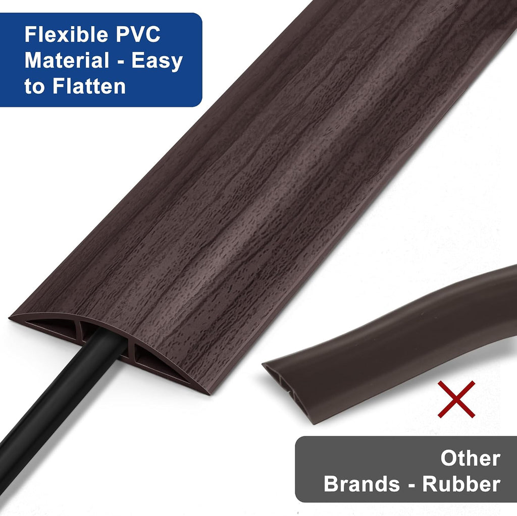 Cable Floor Cover LZEOY, 10ft Electrical Cord Cover, Wood Grey Floor Wire Cover, Soft PVC Floor Cable Covers for Cords, Electric Cord Covers for Floor for Home, Offices, Hotel, Outdoor
