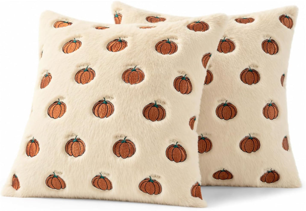 MIULEE Fall Pillow Covers 18x18 Dark Rust Pumpkin Fall Decor