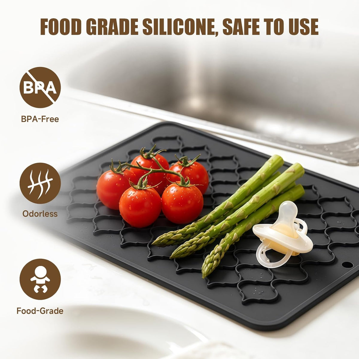 CAKETIME 2 Pack Silicone Dish Drying Mat for Kitchen Counter Shower Caddy Rack Placemats Trivets Coffee Bar Accessories Waterproof Under Sink Utensil Holder Essentials New Home Decor Must Haves 2026
