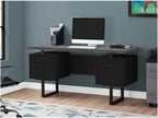 Monarch Specialties Computer Desk with Drawers - Contemporary Style - Home & Office Computer Desk with Metal Legs - 60"L (Black - Grey Top)