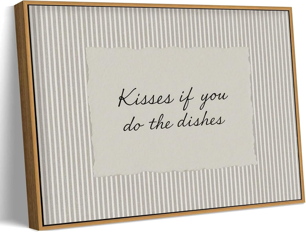 Kitchen Decor, Framed Wall Art, Kisses If You Do the Dishes Artwork 8x10in