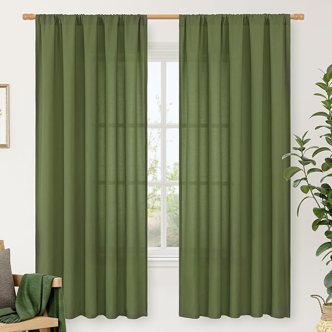 LAMIT Olive Green Linen Curtains by LAMIT