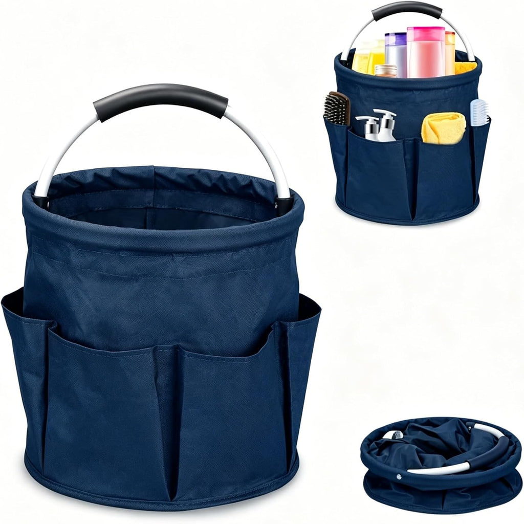 17L Foldable Storage Basket Cleaning Caddy with Handle Portable Multi Cleaning Bucket Bag for Home, Garden, Outdoor Camping (Blue)