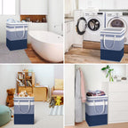 HomeHacks 2 Pack Large Laundry Baskets, Laundry Hampers Bags (Blue 75Lx2)