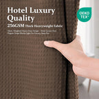 Dynamene Waffle Shower Curtain 256 GSM Heavy Duty Fabric 72"x72" Brown