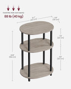 VASAGLE Side Table, Small End Table, Tall Nightstand, Steel Frame