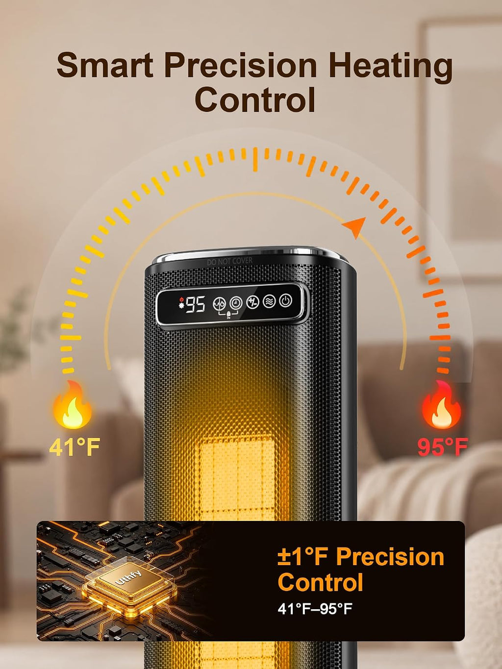 Uthfy 33'' Space Heaters for Indoor Use, 1500W Electric Heaters, 3D Flame