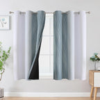 Estelar Textiler Stone Blue and Greyish White Ombre Blackout Curtains 54 Inch - Image 2