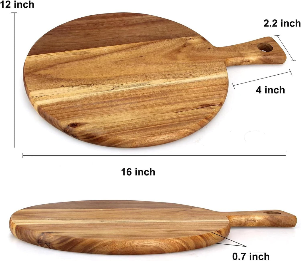 Acacia Wood Cutting Boards for Kitchen Round Chopping Charcuterie Boards