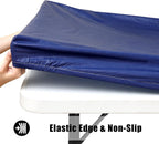 Smiry Rectangle Tablecloth, Elastic Fitted Flannel Backed Vinyl Tablecloths for 6ft Folding Tables, Waterproof Wipeable Table Covers for Indoor, Outdoor, Picnic and Camping (Navy, 30"x72")