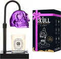 Skull Candle Warmer Lamp with Timer & Dimmer, Gothic Skull Wax Warmer Lamp for Jar Candles, Adjustable Height Skeleton Candle Light Warmer with 2 Bulbs, Spooky Goth Home Decor Gifts (Purple, 1pack)