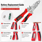 16-in-1 Wire Stripper and Crimping Tool, Foldable Wire Cutter with Rechargeable 12-250V AC/DC Voltage Tester for Hot/Neutral Checks, Home Wiring and DIY Repair (Red1)