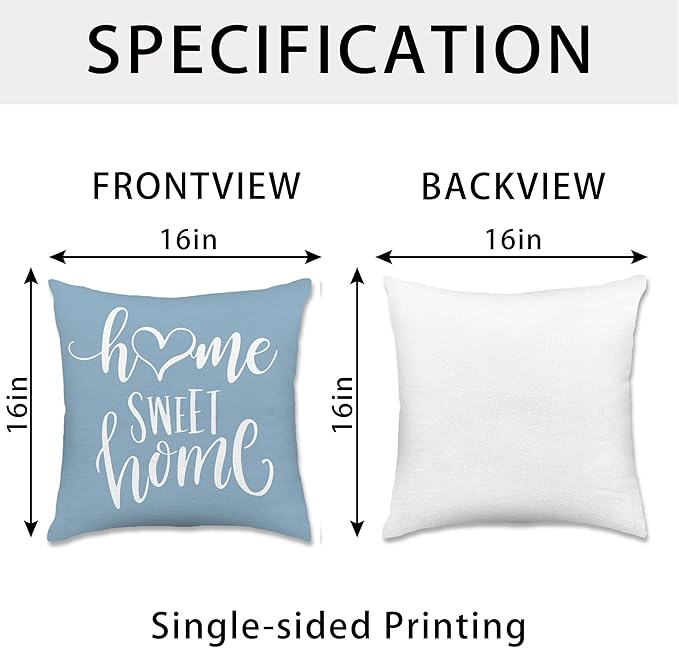 Hexagram Geometric Aqua Blue Pillow Covers 16x16 Set of 4, Decorative Outdoor - Image 4