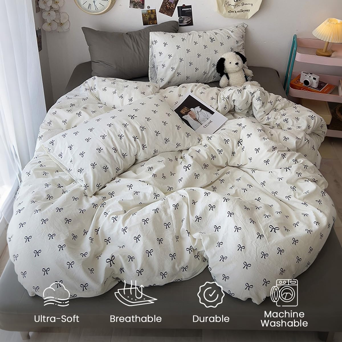 Twin Comforter Set Black Bow Comforter Set for Girls