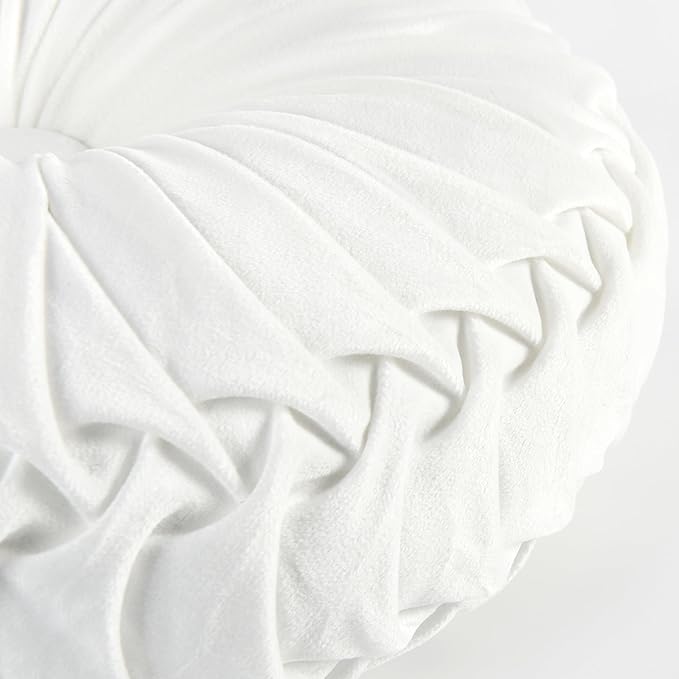 HIG Set of 2 Decorative Round Pleated Throw Pillows, Classy Accent Pumpkin - Image 7