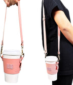 MORIK Drink Carrier with Adjustable Shoulder Strap and Hand Strap for Drinks Under 30 Oz - Coffee Cup Holder, Drink Caddy for Yeti and Stanley Tumblers, Boba Drink Holder (2nd Generation) (Black)