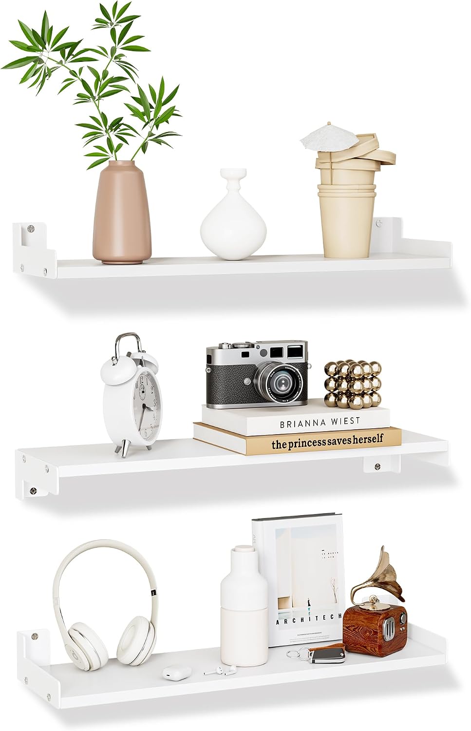 Floating Shelves for Wall, Shelves for Decor Storage,3Pcs 16'',White
