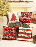 TOYPOPOR Christmas Pillow Covers 18x18 4Pcs Double‑Sided Winter Home Decor