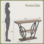 HavenlyYouth Leaf Design Console Table for Entryway, 3-Tier Storage, 30mm Thick Industrial Metal Frame, Easy-to-Assemble Narrow Accent Table, Space-Saving for Hallway, Entrance, Foyer.Gray