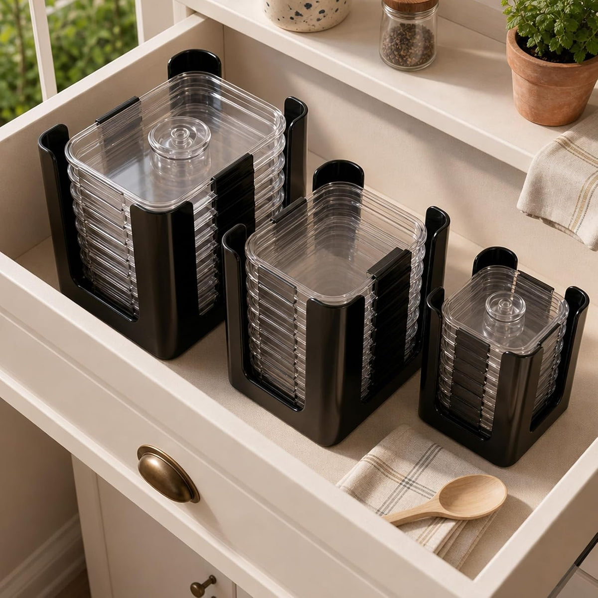 3Pcs Glass Containers Food Container Organizer for Rubbermaid Brilliance