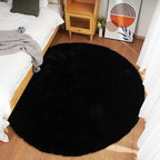 Ghouse Faux Rabbit Fur Round Rug 6ft Black Round Rugs by Ghouse