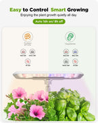 8 Pods Hydroponics Growing System with LED Grow Light - White