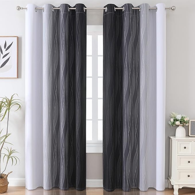 Estelar Textiler Ombre Blackout Curtains 102 Inches Long 2 Panels Set, Full - Image 2