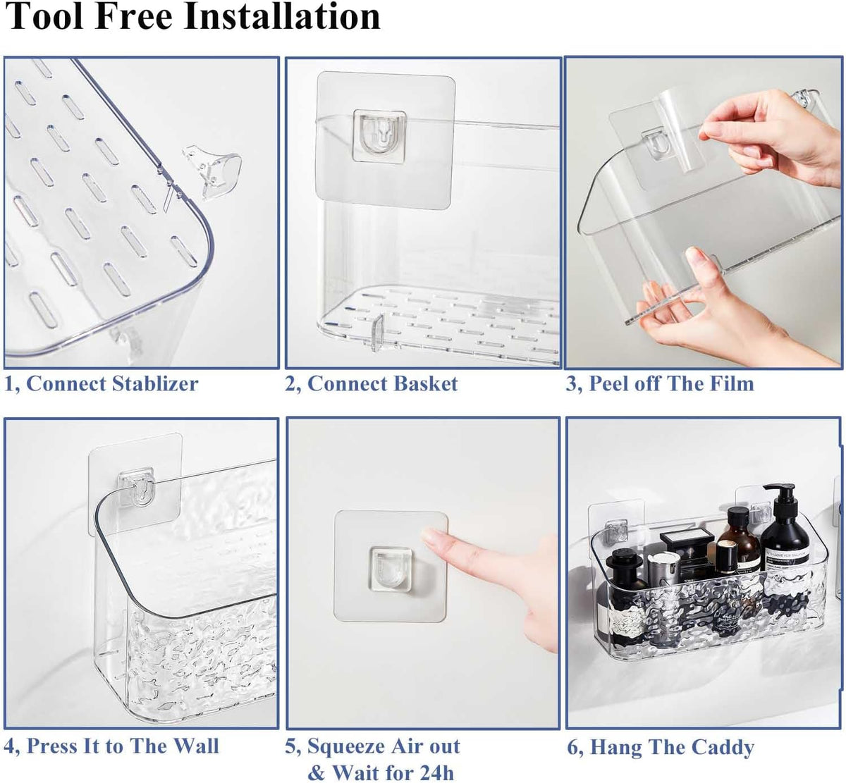 Bath Toy Storage Holder, 2 Pack Clear Bathtub Shower Caddy Shower Organizer