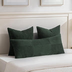 Fancy Homi Set of 2 Dark Green Boho Long Lumbar Body Decorative Throw Pillow - Image 2