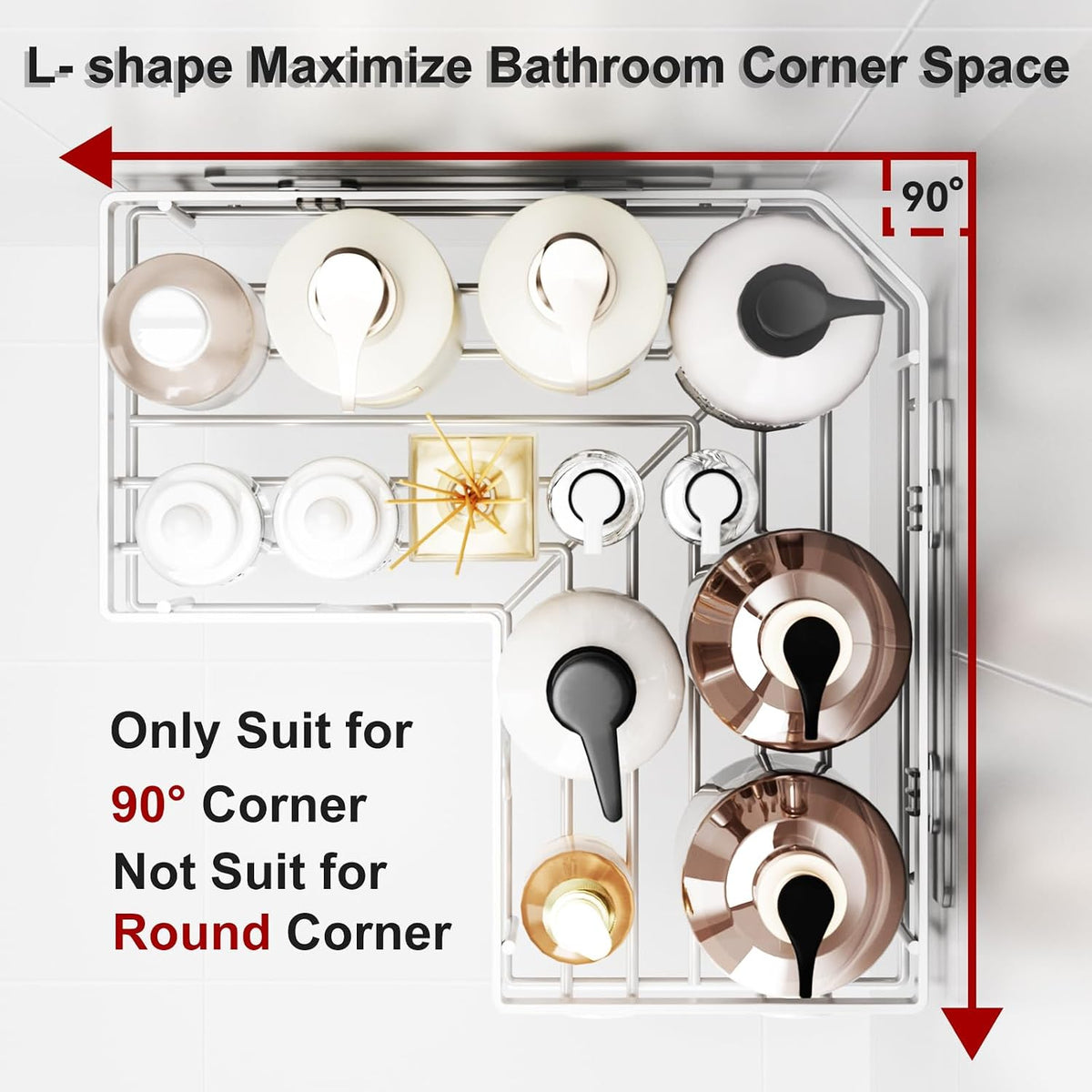Corner Shower Caddy 5 Pack Adhesive Stainless Steel Organizer White