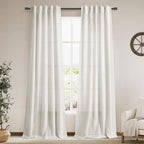 Cream Linen Curtains Back Tab Sheer Curtains 90 Inches Long by Nanspring