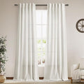 Cream Semi Sheer Linen Curtains 102 Inch Long Curtains Back Tab Rod Pocket 2 by Nanspring