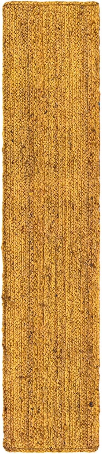 Unique Loom Braided Jute Collection Area Rug - Dhaka (1' 2" x 6' 1" Table Runner Yellow)
