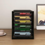 Mesh Desk Organizer with 6 Tier Sliding Drawers,Black