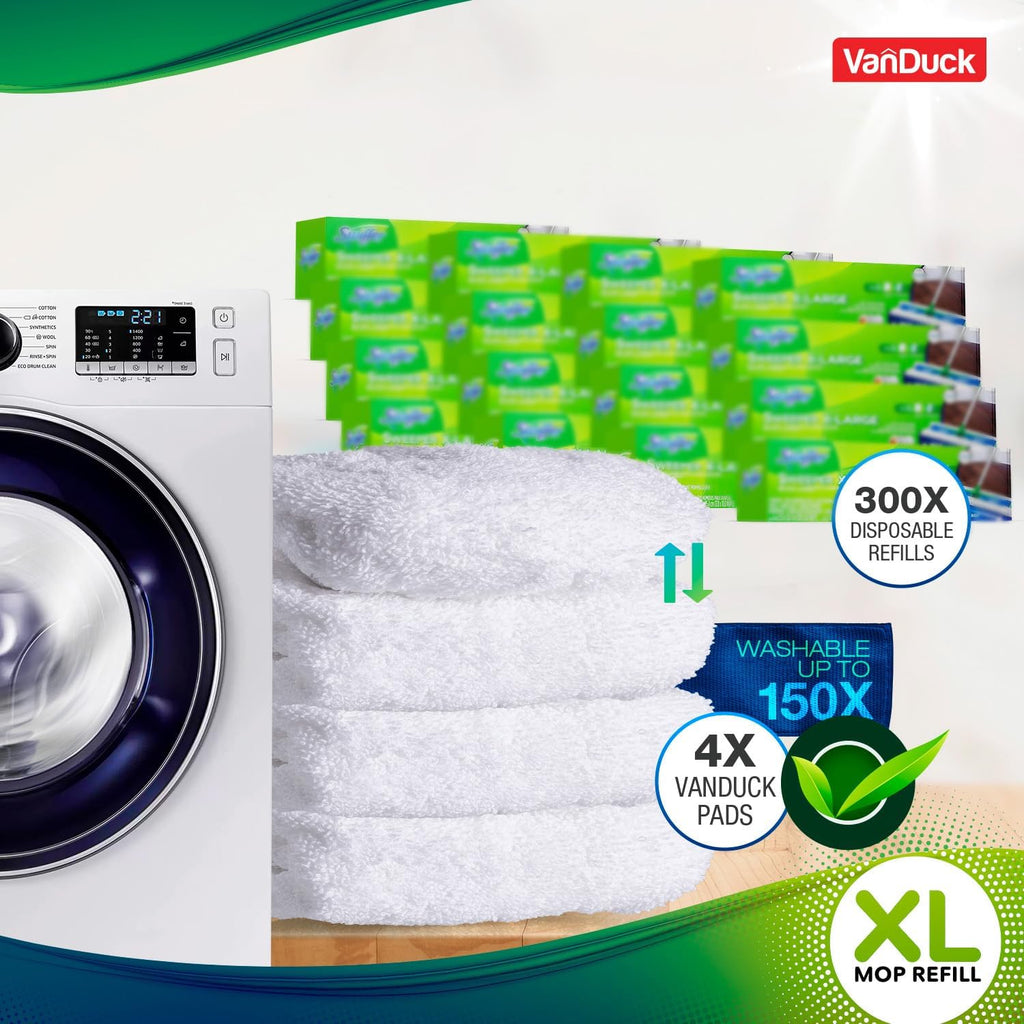 VanDuck Reusable Cotton Mop Pads Compatible with Swiffer Sweeper XL, 4 Pack