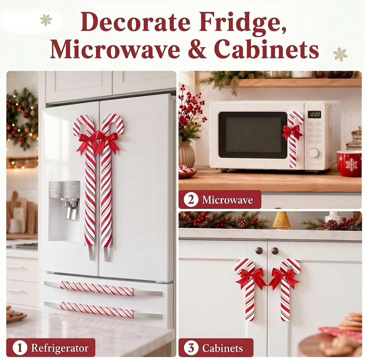 Tingjoo 6 Pcs Christmas Candy Cane Refrigerator Handle Covers Cabinet