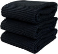 Black Kitchen Hand Dish Towels, Set of 3, 100% Cotton, 18" x 28"