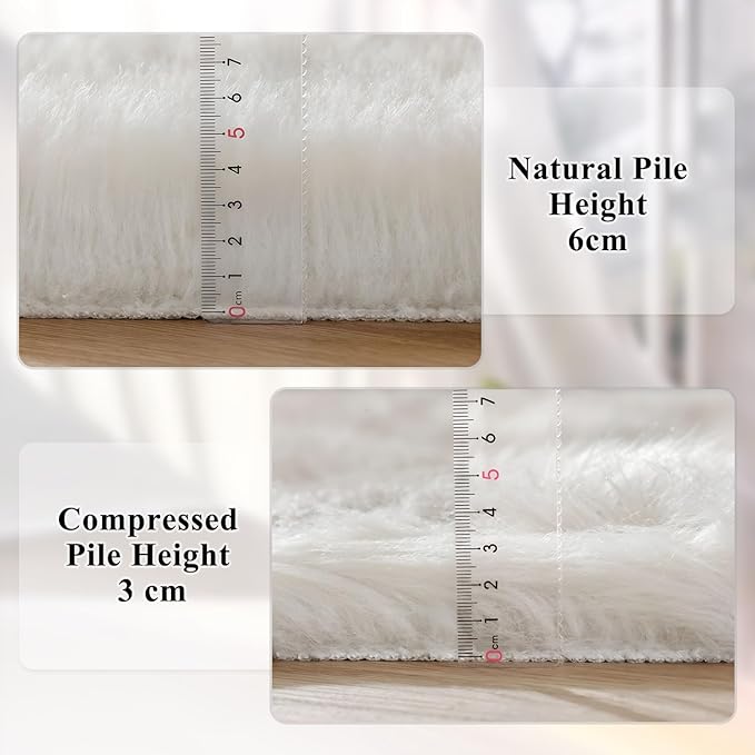 ORINOVA White Fluffy 5x7 Washable Area Rugs - Image 4