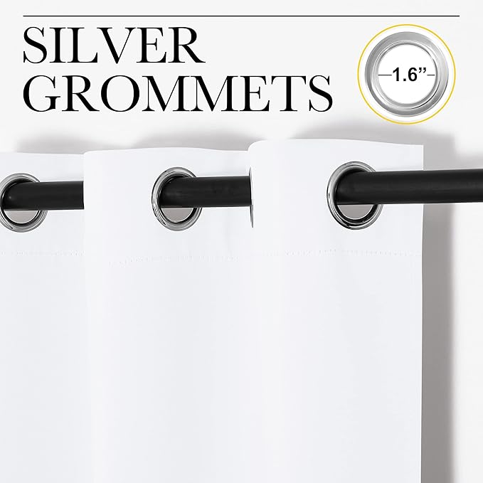 NICETOWN Blackout Curtains for Kids Room, Pure White, 55 x 102 Inch, Triple - Image 3