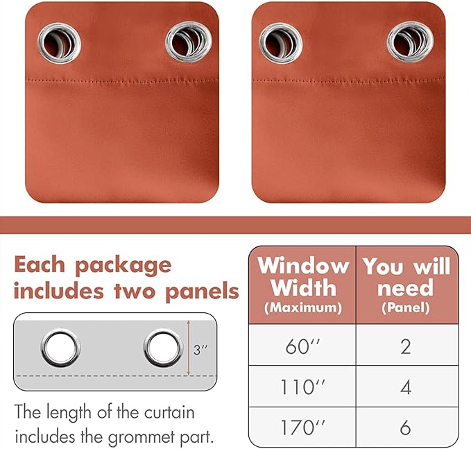 MIULEE 72" Long Room Darkening Curtains Thermal Insulated Rust Terracotta - Image 6