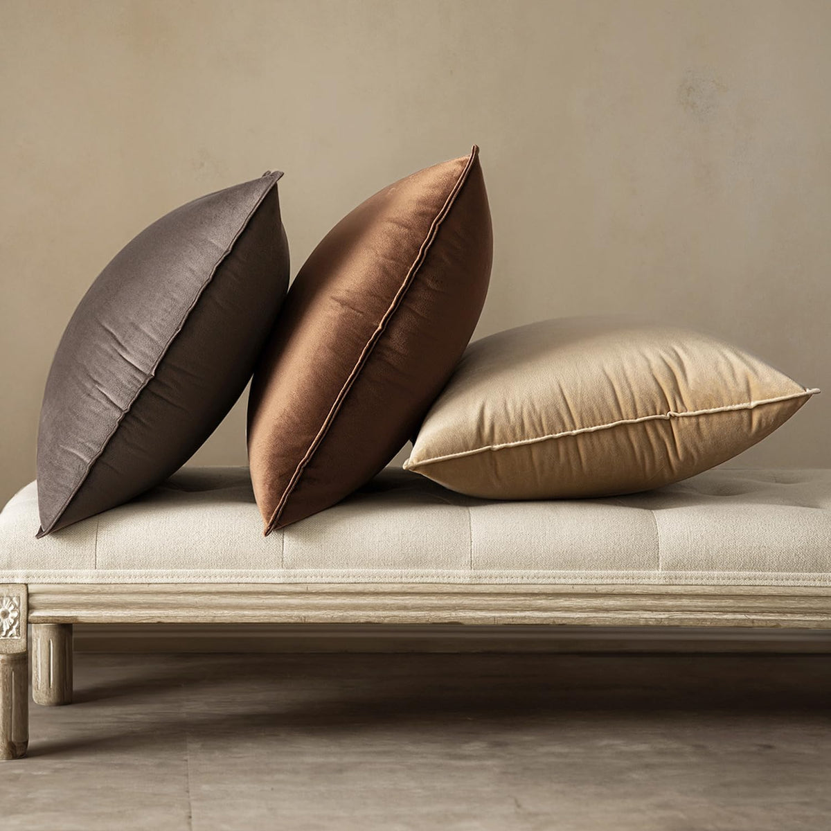 MIULEE Decorative Dark Coffee Velvet Throw Pillow Covers for Couch 20x20 in
