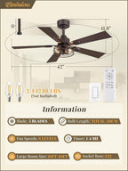 Fanbulous 42 Inch Farmhouse Rustic Ceiling Fan with Light & Remote