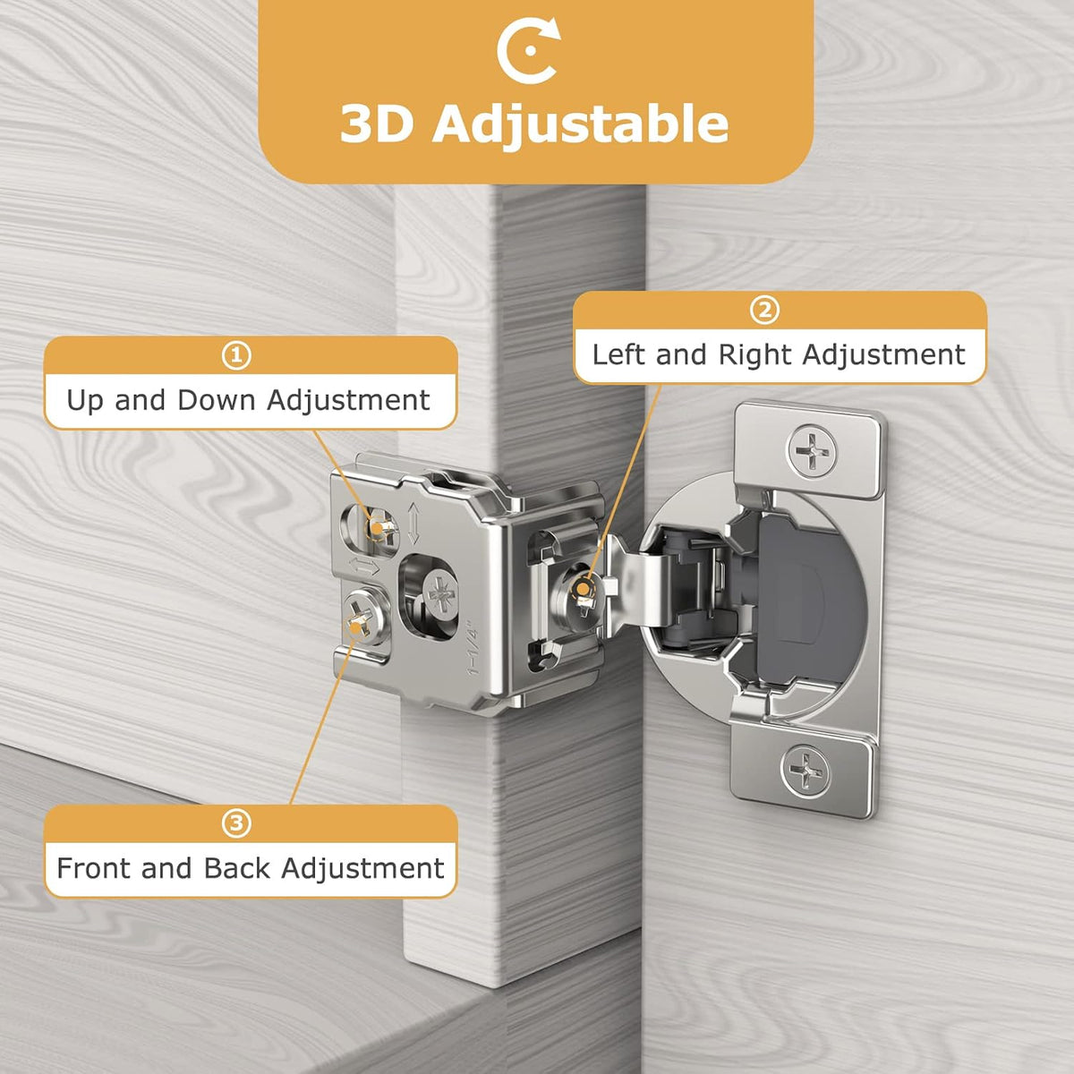 FURNIWARE 10 Pieces Soft Closing Cabinet Hinges, 1-1/4 inch Overlay Cabinet Hardware Hinges Nickel Plated- 105 Degree