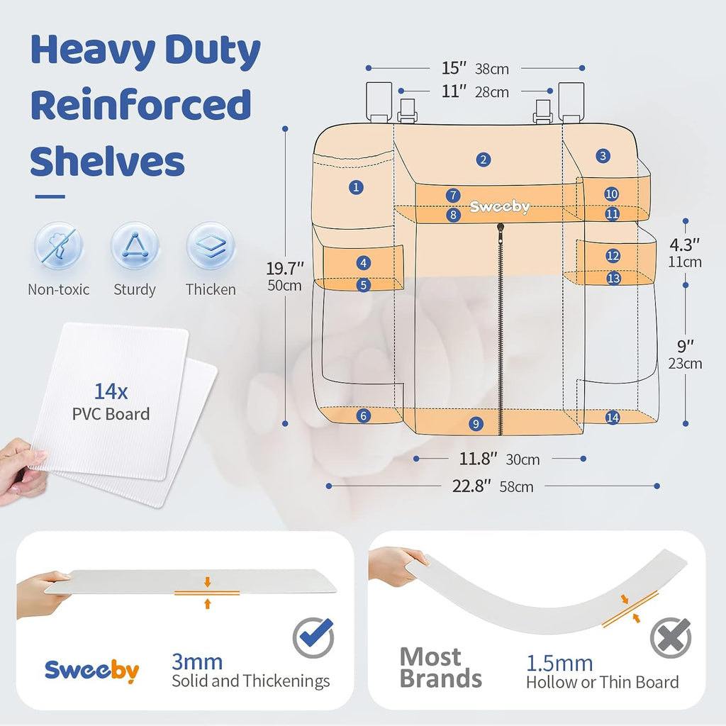 Sweeby Diaper Organizer for Changing Table and Crib - Nursery Diaper Stacker Hanging Caddy for Baby Essentials