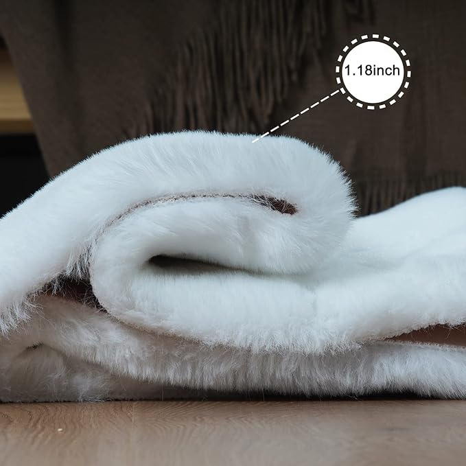 Ghouse Ultra Soft Faux Rabbit Fur Rug 5x8, Machine Washable Area Rugs - Image 4