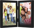 Americanflat Hinged 8x10 Picture Frame with Shatter-Resistant Glass - Double Picture Frames with Engineered Wood - Signature Collection - Photo Frame for Tabletop Display - Black